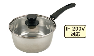ガラス蓋付片手鍋18cm